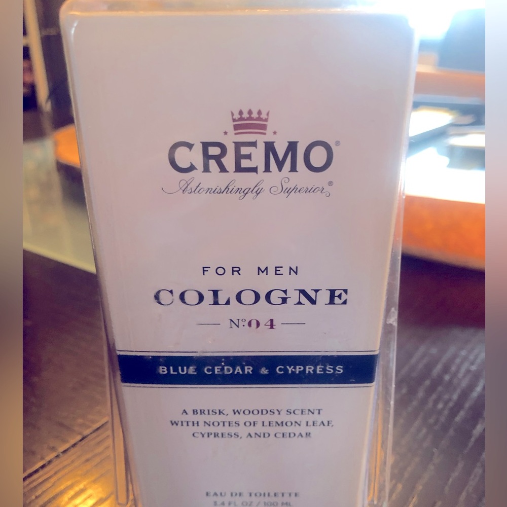 Cremo Blue Cedar & Cypress Cologne, perfect for daily wear, alcohol free, 3.4oz.
